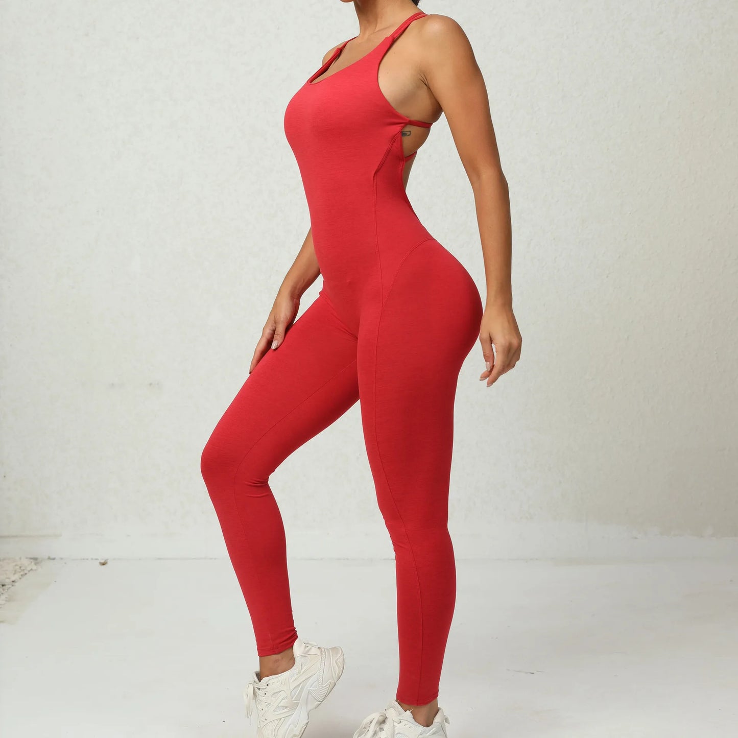Women's Workout Slim Fit Ruched Black Jumpsuit