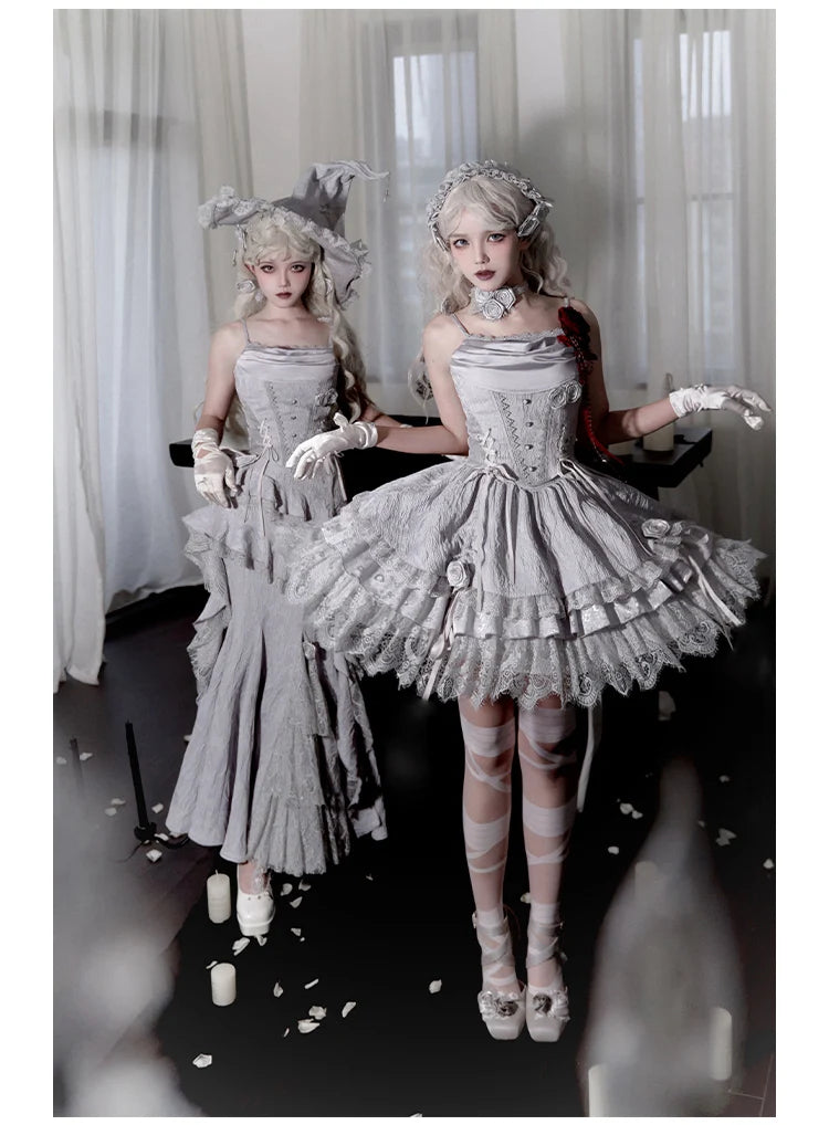 Women's Gothic Camisole Fishtail Skirt Set