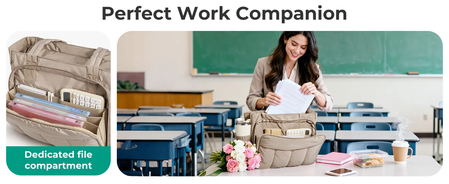 BAGSMART Tote Bag for Women Teacher Tote with Insulated Compartment Puffer Laptop Work Tote Handbags for Work Travel Gym