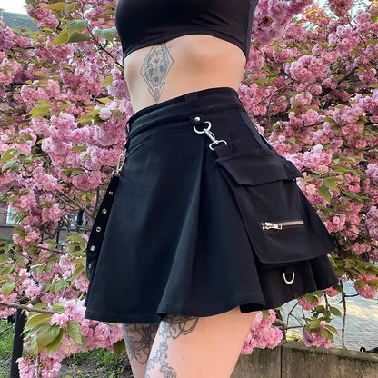 Women's Pink Plaid Gothic Mini Skirt
