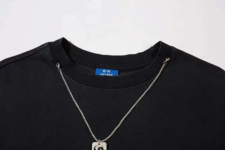 HKSH Summer New Trendy Dark Color Contrast O-Neck Short Sleeve T-shirts Men's Tide High Street Half Length Tees Tie-dyed HK0989