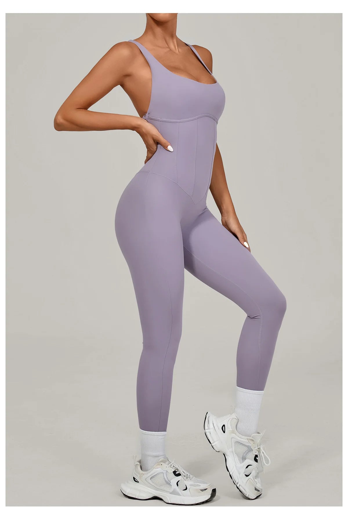 Women's Workout Backless Purple Jumpsuit