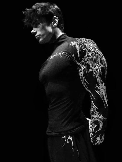 Dark Quick Drying Autumn And Winter Training Long Sleeved Men's Zipper Fitness Clothes, Sports Tight Fitting Clothes