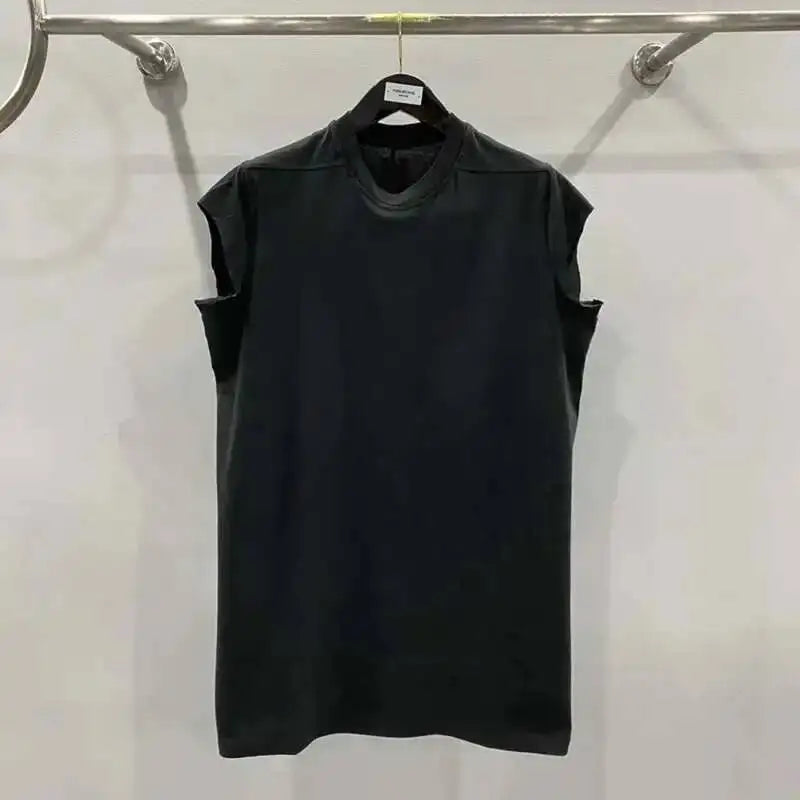 HKSH Summer New Men's Tide Dark Cotton T-shirt Classic Large Size Loose Ragged Edge Solid Color Tank Tops Chic Punk Vest HK2022