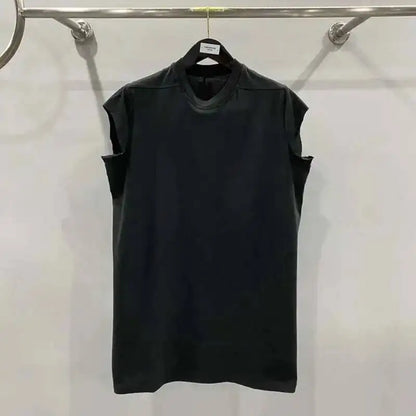 HKSH Summer New Men's Tide Dark Cotton T-shirt Classic Large Size Loose Ragged Edge Solid Color Tank Tops Chic Punk Vest HK2022