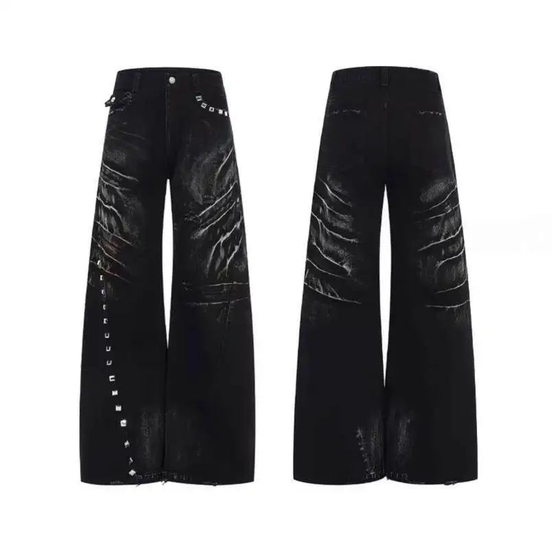 Black Jeans Women Vintage High Waisted Cargo Jeans Straight 2026 Summer Casual Loose Big Size Wide Leg Denim Baggy Pants Y2K