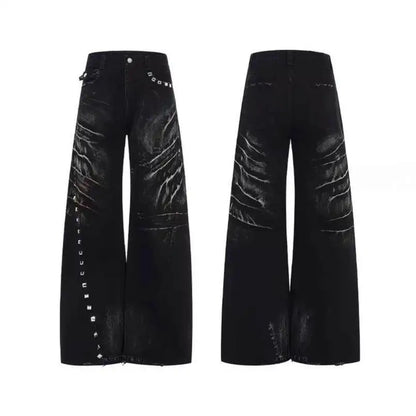Black Jeans Women Vintage High Waisted Cargo Jeans Straight 2026 Summer Casual Loose Big Size Wide Leg Denim Baggy Pants Y2K