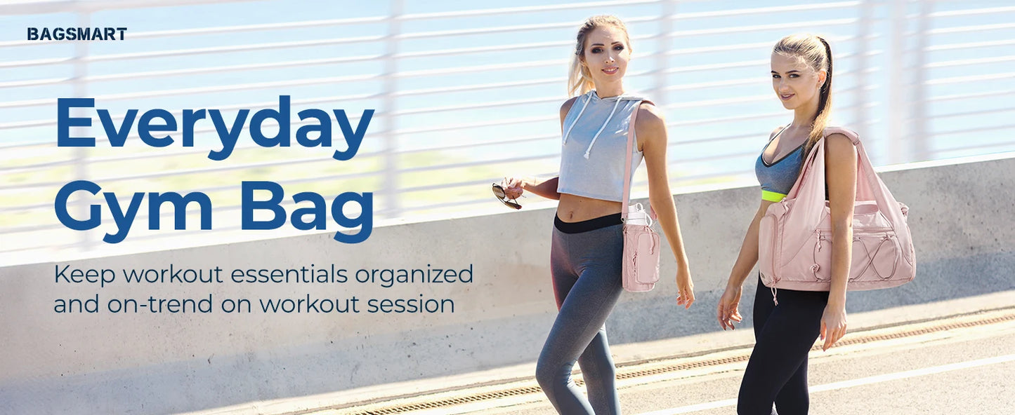 BAGSMART Gym Bag for Women Lightweight Duffel with Shoe Compartment Yoga Travel Tote Bag with Wet Pocket