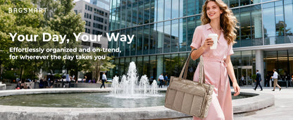 BAGSMART Tote Bag for Women Teacher Tote with Insulated Compartment Puffer Laptop Work Tote Handbags for Work Travel Gym