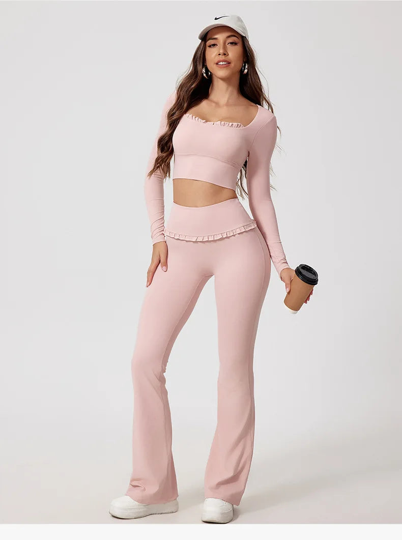 Women's Workout Wide-Leg Slim Fit Two-Piece Set