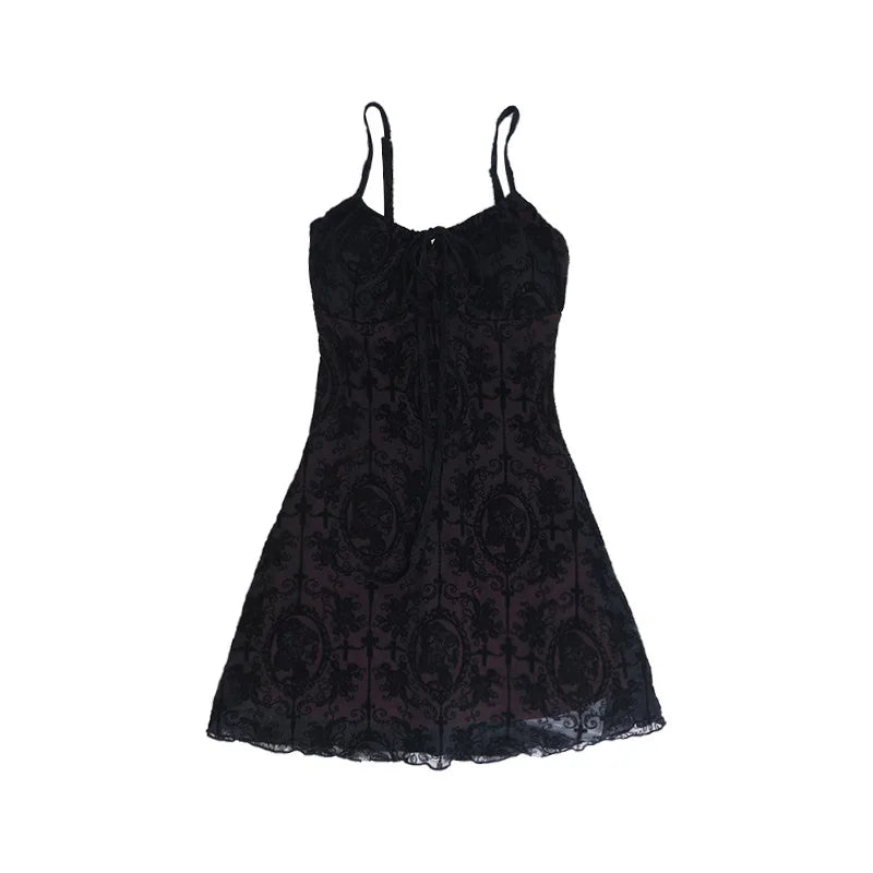 Women's Gothic Cross Strap Mini Dress