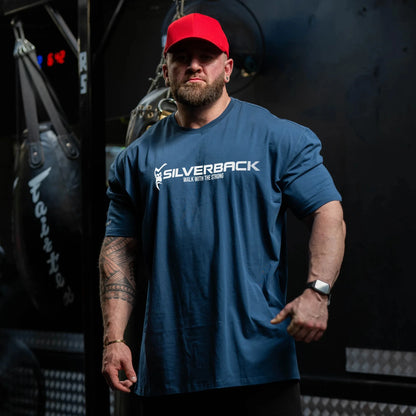 SILVERBACK Sports Men Loose T-shirt Cotton Fashion Oversized Male Tee Shirts Gym Running Streetwear Fitness T-shirt men clothing