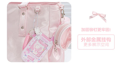 Japanese New Girls Silver Shoulder Bag Large Capacity Ribbon Itabag Student Women's Satin Messenger Bag Leather Backpacks