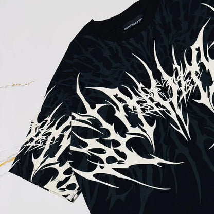 Cyberpunk Streetwear Tshirt Men's Vintage Heavy Cotton Boxy Fit Distressed Print Tee Urban Hip Hop Goth Fashion Top