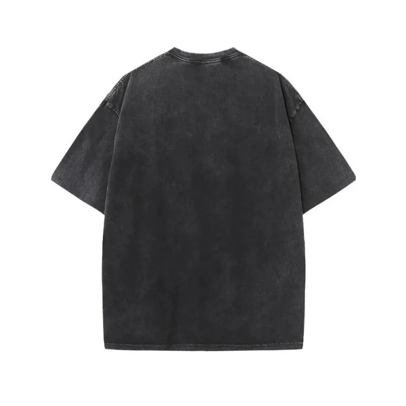 T-shirt Gym Short Sleeve O-neck No-Pain No Gain Fitness Washed Acid Tops Outfits High Quality Men's Clothes 2025 Oversized
