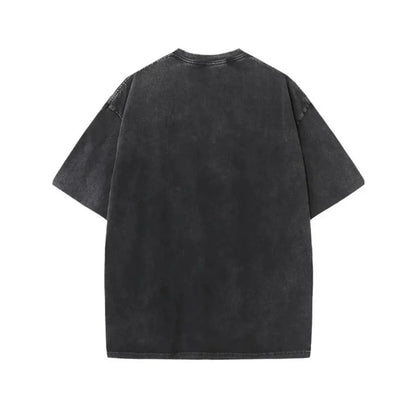 T-shirt Gym Short Sleeve O-neck No-Pain No Gain Fitness Washed Acid Tops Outfits High Quality Men's Clothes 2025 Oversized