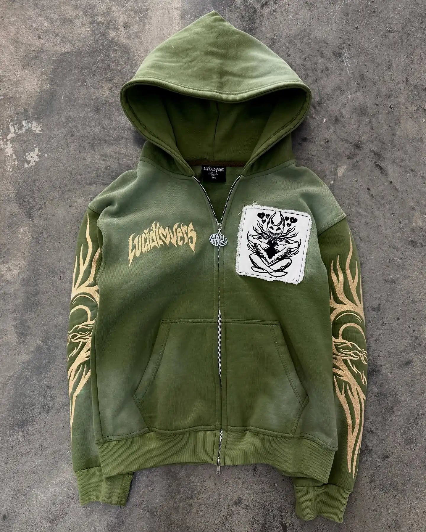 Men's Y2K Gothic Cross-Zip Mask Hoodie