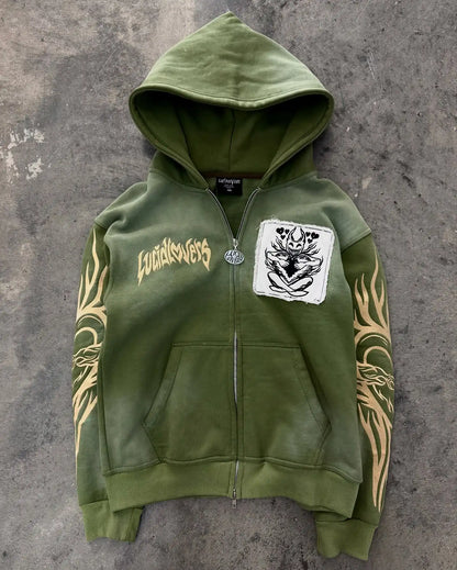 Men's Y2K Gothic Cross-Zip Mask Hoodie