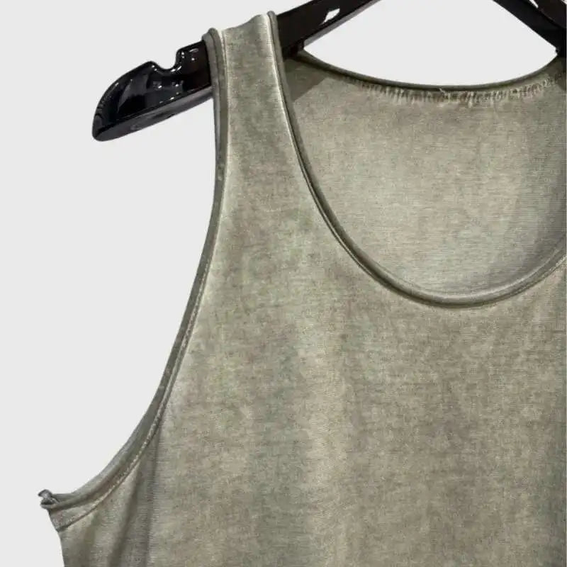 HKSH Spring Summer New Men Dark Punk Waste Land Style Trend Spliced Niche Design Sleeveless T-shirt Dark Cotton Tank Tops HK4539