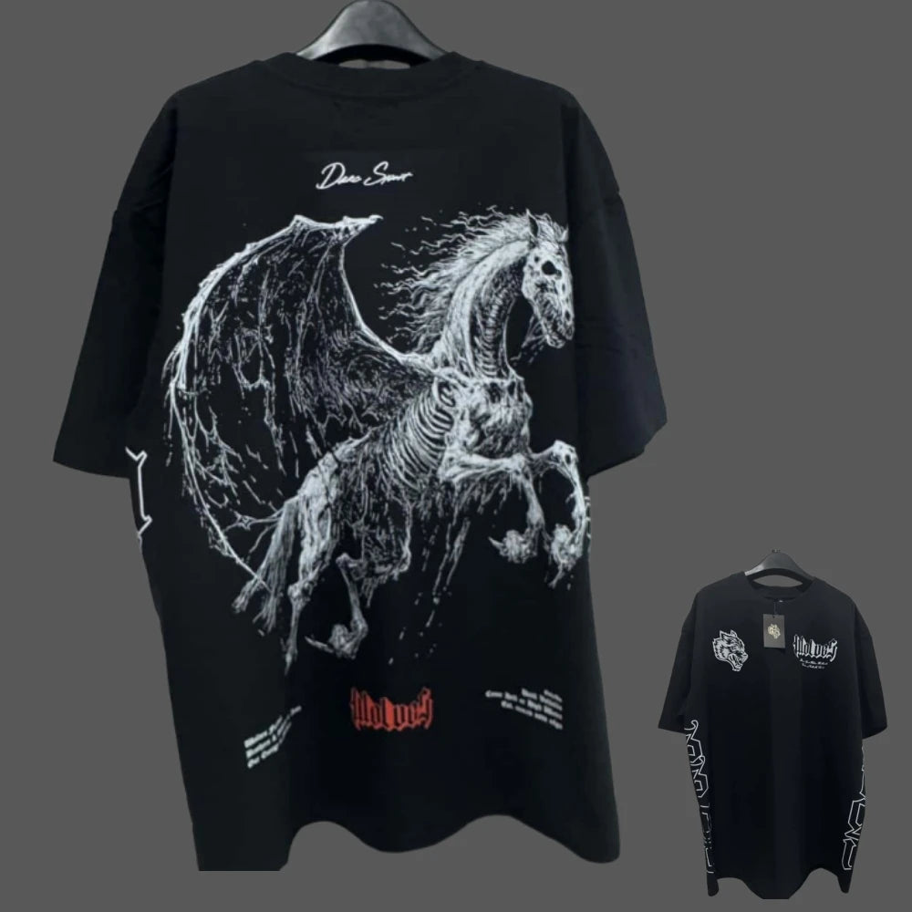 Apex Ritual – アニメプリント メンズクルーネックTシャツ – ゆったりカジュアル フィットネストレーニング コットンTee