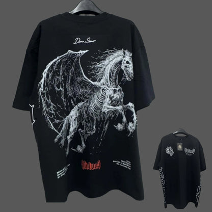 Apex Ritual – アニメプリント メンズクルーネックTシャツ – ゆったりカジュアル フィットネストレーニング コットンTee