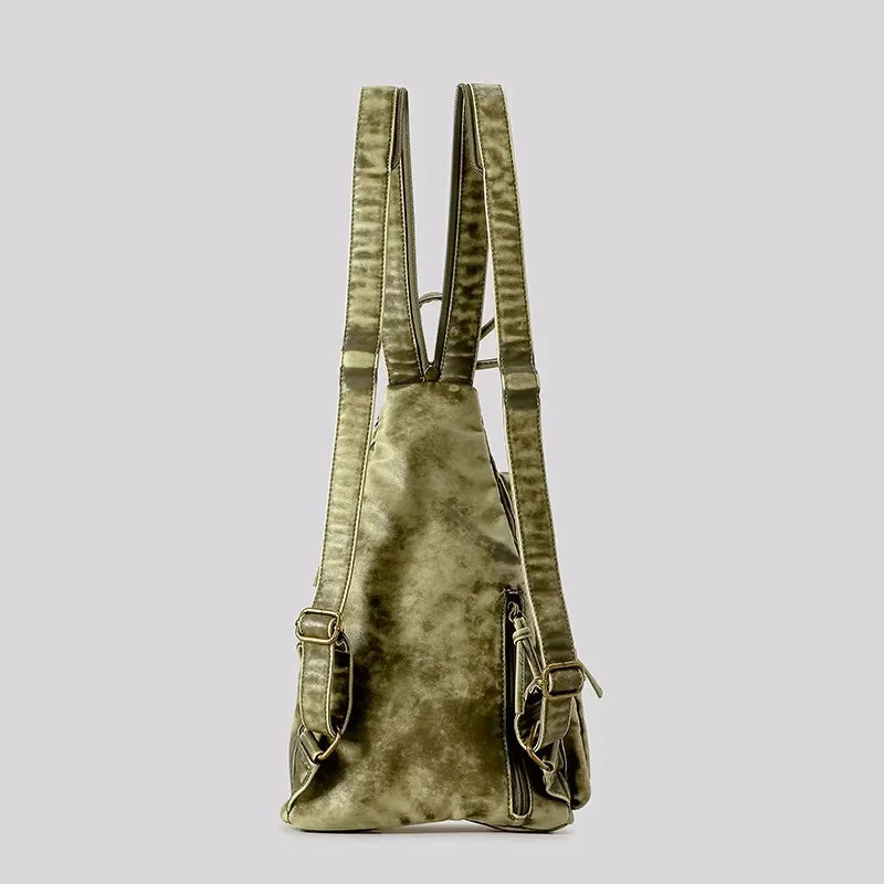 Annmouler Designer Backpacks for Women Soft Washed Letaher Sling Chest Bag Vintage Multi-pockets Punk Style Small Bag