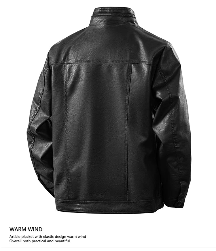 Plus Size 8XL 7XL New Leather Jacket for Men in Spring  Autumn Stand Up Collar Leather Jacket High-end Thin Casual Jacket