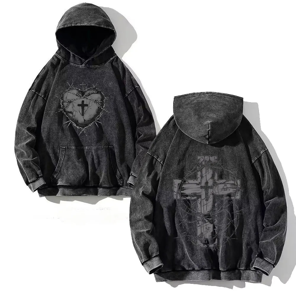 Apex Ritual – Men's Y2K Skull Print Oversized Hoodie – Vintage Hip Hop Pullover Sweatshirt