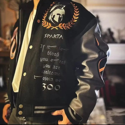 Embroidery bomber Jacket Men Splicing PU Leather Sleeves Spring Autumn Streewear varsity Jacket Baseball Coats Men Clothing