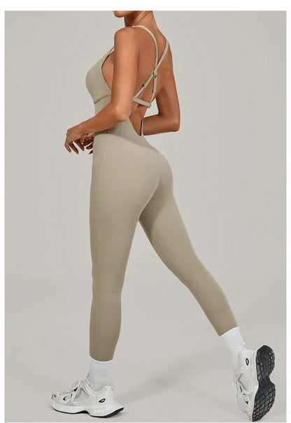 Women's Workout Backless Purple Jumpsuit
