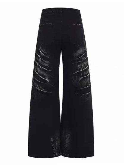 Black Jeans Women Vintage High Waisted Cargo Jeans Straight 2026 Summer Casual Loose Big Size Wide Leg Denim Baggy Pants Y2K
