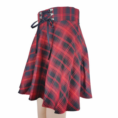 FICHOR Black Checkered Women's Gothic Skirt Women Pleated Spring Autumn Girl Hip Hop Female Punk Goth Mini Skirt Clubwear