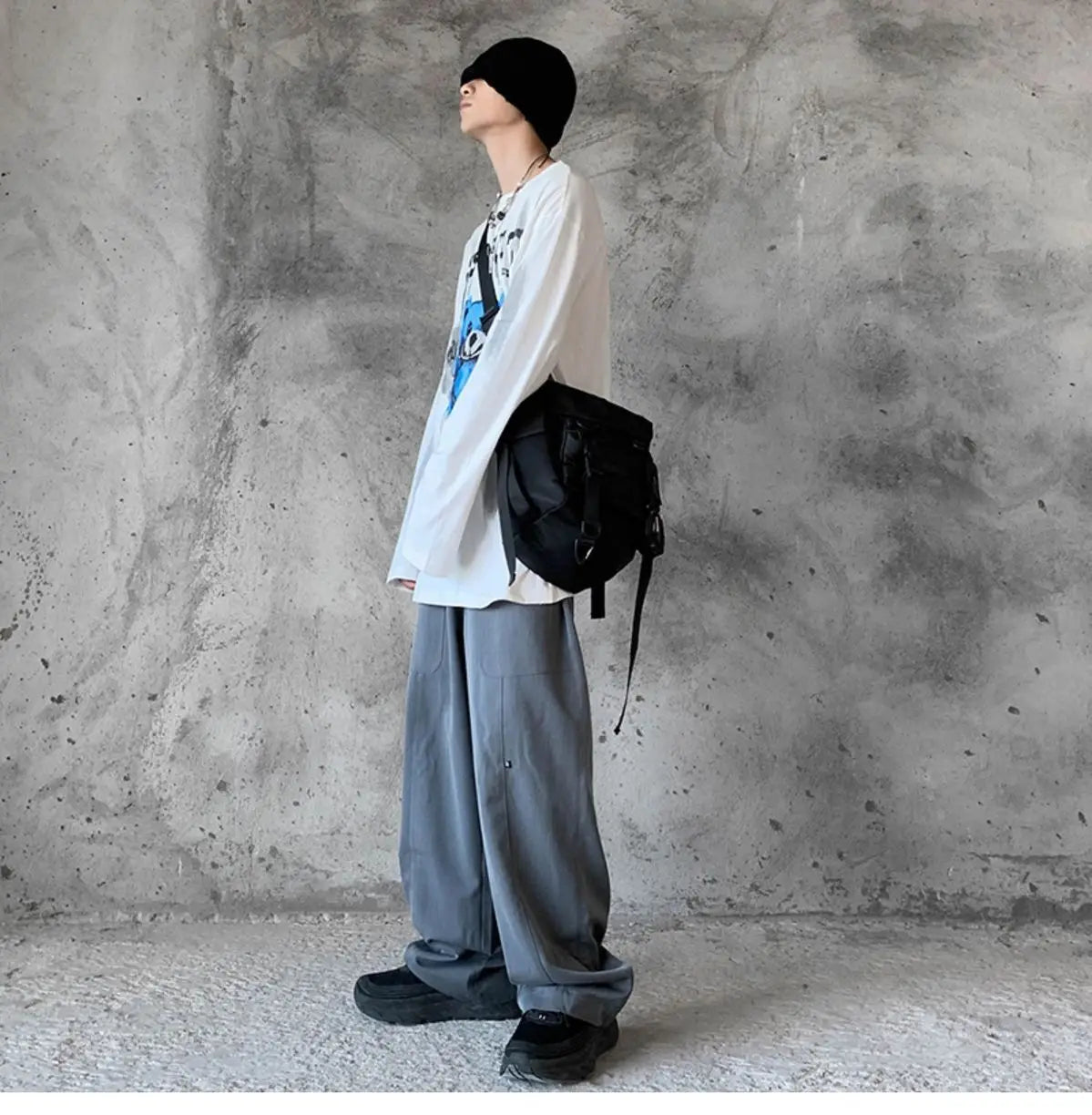 Shopper Nylon Shoulder Gothic Black Crossbody Messenger Tote Bags For Men Women's Hip Hop Techwear Satchel Waist Goth Postman