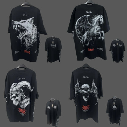 Apex Ritual – アニメプリント メンズクルーネックTシャツ – ゆったりカジュアル フィットネストレーニング コットンTee