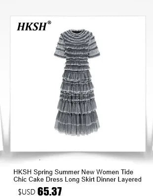 HKSH Spring New Women Tide Dark Sports T-shirt Turtleneck Long Sleeve Slim Fit High Elastic Ins Y2K Patchwork Splice Tees HK5067
