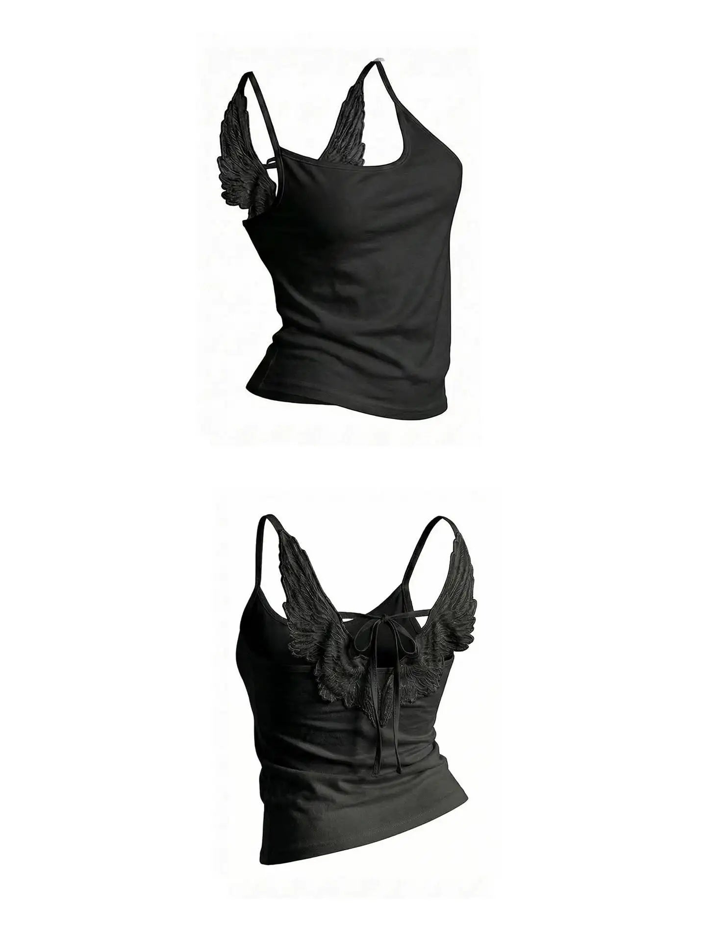 Women's Y2K Angel-Wing Denim Shorts Set