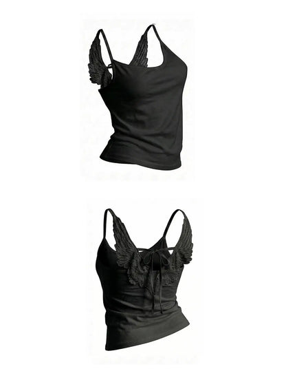 Women's Y2K Angel-Wing Denim Shorts Set