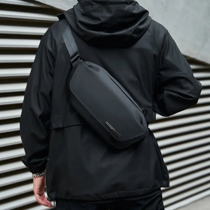MATE ELAN Urban Business Thin Crossbody Shoulder Bag Men Fashion Waterproof Waist Fanny Pack Chest Bags Black Best iPad Bumbag