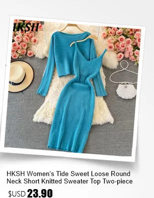 HKSH Spring New Women Tide Dark Sports T-shirt Turtleneck Long Sleeve Slim Fit High Elastic Ins Y2K Patchwork Splice Tees HK5067