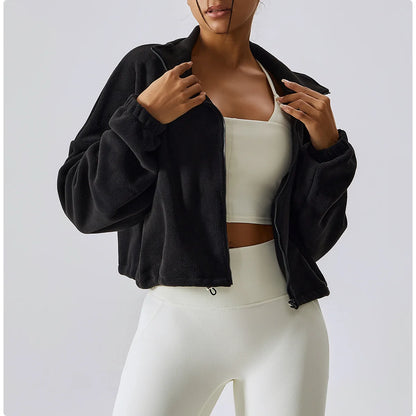 Apex Ritual Women's Fleece Zip Hoodie – Cropped Stand-Collar Training Jacket