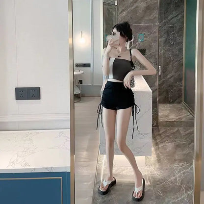 Summer Yoga Shorts Women Fitness Shorts Running Cycling Shorts Breathable Sports Edge Drawstring High Waist Workout Gym Shorts