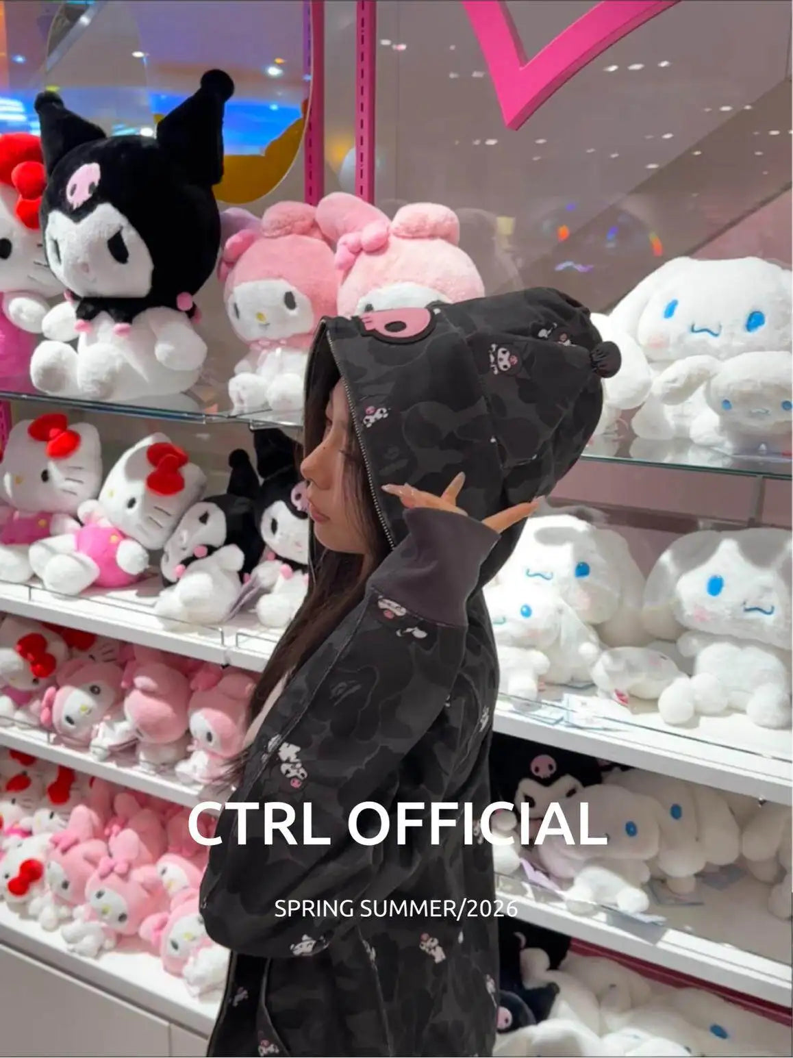 In  Stock  Anime Hello Kittys Hooded Jacket Girl Commuting Coat Jacket Kuromi Anime 3d Ears Hooded Cute Leopard Print Clothes