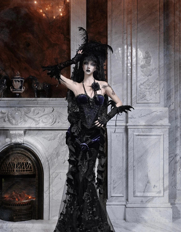 Women's Gothic Velvet Corset Waist Top