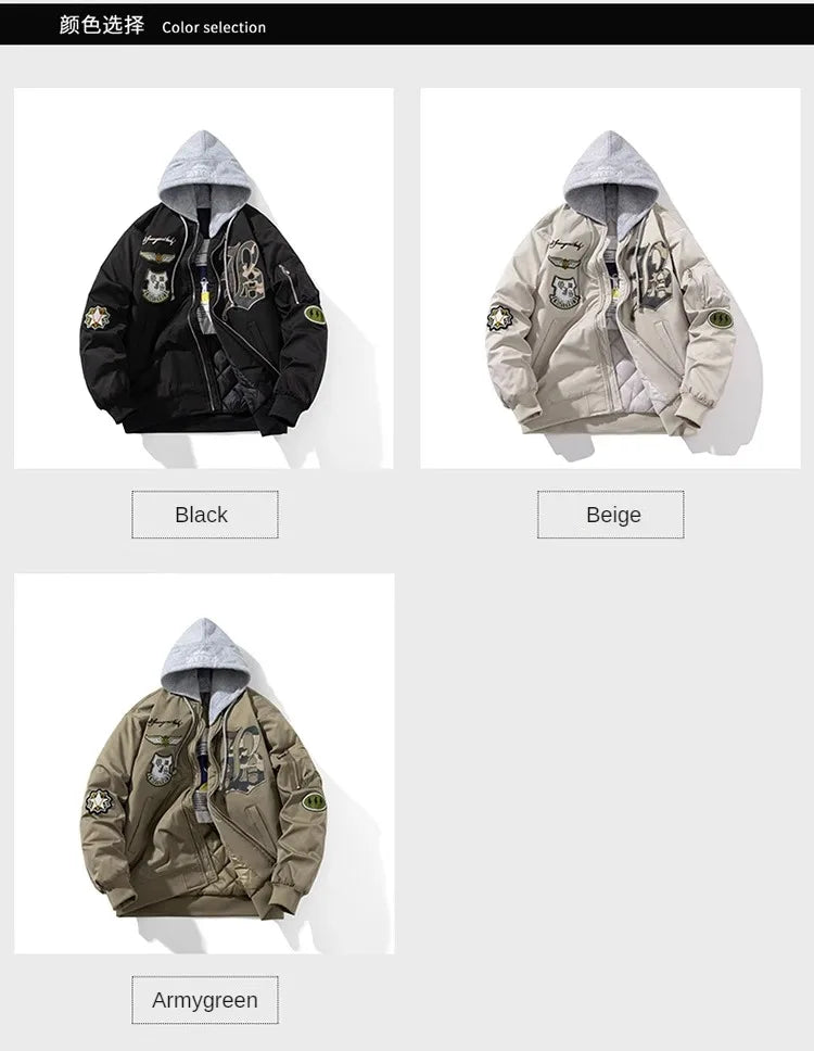 Autumn Winter Pilot Jacket Men Women Badge Star Vintage Bomber Jacket Embroidery Men Fashion Hip Hop Windbreaker Coat Streetwear