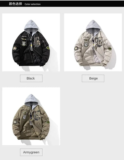 Autumn Winter Pilot Jacket Men Women Badge Star Vintage Bomber Jacket Embroidery Men Fashion Hip Hop Windbreaker Coat Streetwear