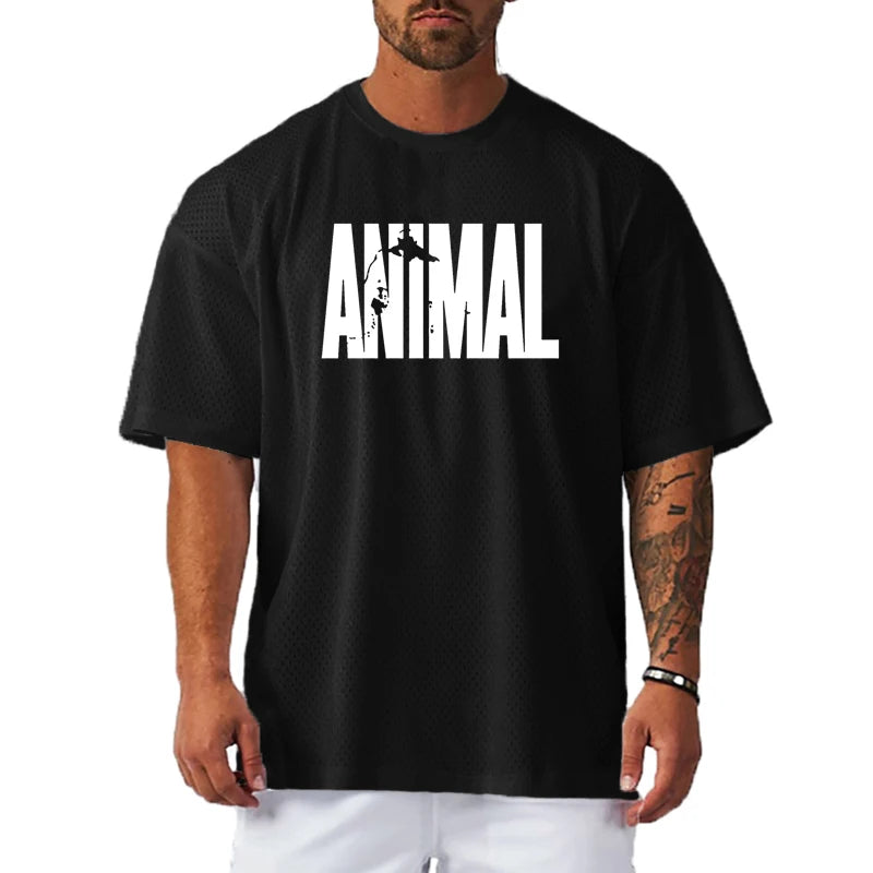 Apex Ritual – メンズオーバーサイズメッシュジムTシャツ – 速乾性トレーニング＆ランニングTシャツ