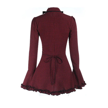 Women's Plaid Tie-Up Shirt Mini Dress