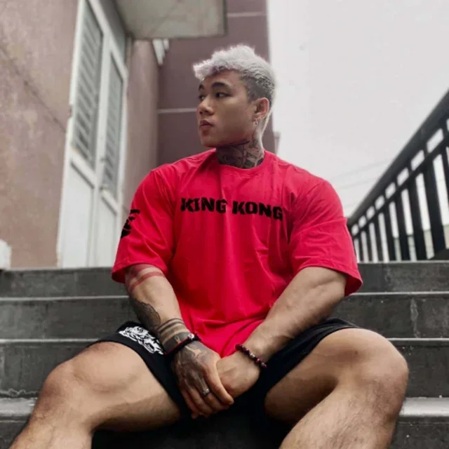 casual sportswear men sports short sleeved T-shirt men summer loose cotton tops large size outdoor gym running training T-shirt