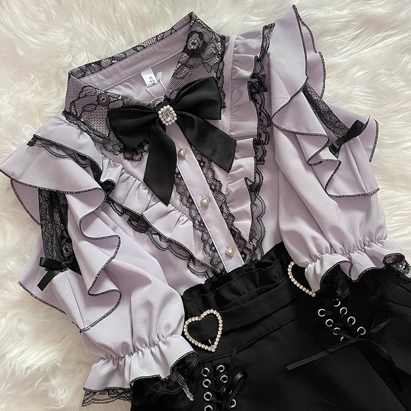 Women's Jirai Kei Lolita Long-Sleeve Blouse