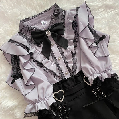 Women's Jirai Kei Lolita Long-Sleeve Blouse